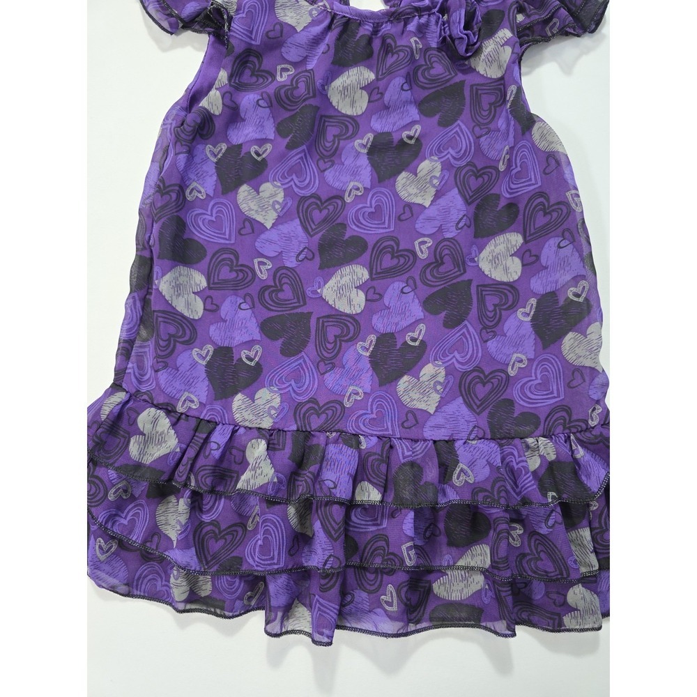 Vintage Y2K George Girls Purple Heart Ruffle Dress 5T Layered Party Cute - Picture 4 of 8